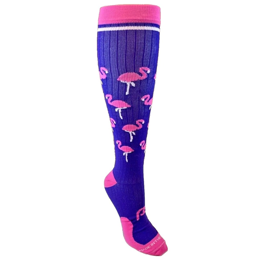 Womens Pro Compression Marathon Flamingoes Knee High Compression Socks sz L/XL